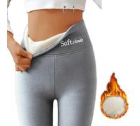 GodbTG Women's Soft Cloud Fleece Leggings Slim Casual Warm Winter Solid Pants (Grey,3XL)