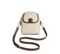 GodbTG Women's Vintage Leather Crossbody Bag - Small Messenger Purse with RFID Blocker & Double-Layer Zippe, Soft Shoulder Bag (White)