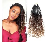 Goddess Box Braids Extensions de cheveux synthétiques tressés au crochet avec extrémités bouclées de 30,5 cm - 1B-33-30