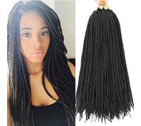 Goddess Box Lot de 7 paquets de cheveux tressés au crochet pour femme noire - 45,7 cm - #1B