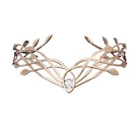 Goddess Cosplay Forehead Round Elves Crowns Tiara Women Man Vintage Leaf Headband Bridal Hair Accessories Crown Wedding Headwear pour Mariages(White)