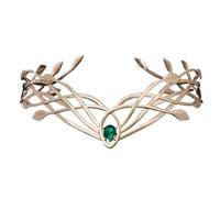 Goddess Cosplay Forehead Round Elves Crowns Tiara Women Man Vintage Leaf Headband Bridal Hair Accessories Crown Wedding Headwear pour Mariages(Green)