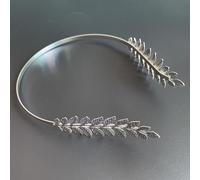 Goddess headband back of head, back worn headband, Worn Leaf Metal, Goddess Wedding Hair Accessory (Silver)