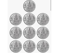 Goddess Lakshmi Coin in Pure Silver 99.9 (Gold Plated) Religious Coin 1 Gram - (Set of Coins) (10 PCS)