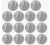 Goddess Lakshmi Coin in Pure Silver 99.9 (Gold Plated) Religious Coin 1 Gram - (Set of Coins) (15 PCS)