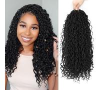 Goddess Locs Crochet Hair For Black Women 10 Inch 8 Packs Boho Faux Locs Crochet Braids With Curly Ends (1B#)