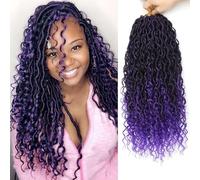 Goddess Locs Crochet Hair For Black Women 10 Inch 8 Packs Faux Locs Crochet Hair Boho Locs Crochet Hair Pre Looped Crochet Locs River Locs With Curly Ends (1B/Purple#)