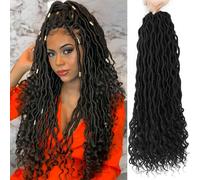 Goddess Locs Lot de 6 extensions de cheveux pré-bouclés au crochet pour femme noire avec extrémités bouclées (1B, 50,8 cm, 6 paquets)