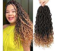 Goddess Locs Lot de 6 extensions de cheveux synthétiques pour tressage au crochet - 35,6 cm - Pour femme (1B/27, 35,6 cm)