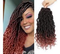Goddess Locs Lot de 6 paquets de cheveux synthétiques courts pré-bouclés au crochet avec extrémités bouclées (30,5 cm, 1B/350)
