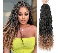 Goddess Locs Lot de 6 paquets de cheveux synthétiques pré-bouclés au crochet avec extrémités bouclées pour femme noire (1B/30, 50,8 cm)