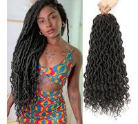 Goddess Locs Lot de 6 paquets de cheveux synthétiques pré-bouclés au crochet avec extrémités bouclées Couleur 4 50,8 cm