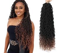 Goddess Locs Lot de 6 paquets de cheveux synthétiques pré-bouclés au crochet avec extrémités bouclées (55,9 cm, brun ombré, 1B/30)