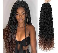 Goddess Locs Lot de 6 paquets de cheveux synthétiques pré-bouclés au crochet pour femme noire (1B/30, 61 cm, 61 cm)