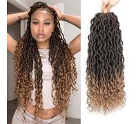Goddess Locs Lot de 6 paquets de cheveux synthétiques pré-bouclés au crochet pour femme noire 45,7 cm 4/27 cm
