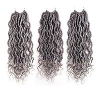 Goddess Locs Lot de 6 paquets d'extensions de cheveux synthétiques ondulés et bouclés pour dreadlocks - 35,6 cm - Gris (51)