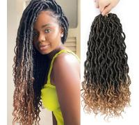 Goddess Locs Lot de 6 paquets d'extensions de cheveux synthétiques pré-bouclés doux et bouclés au crochet avec extrémités bouclées (1B/27, 40,6 cm, 6 paquets)