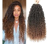 Goddess Locs Lot de 8 paquets de fausses dreadlocks pré-bouclées 1B/30 45,7 cm
