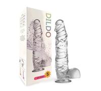 Gode à ventouse en cristal, gode souple et réaliste, sextoy anal féminin étanche, adapté aux hommes et aux lesbiennes, permettant de stimuler le vagin, l'anus et le point G (transparent, S)