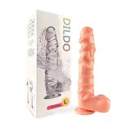 Gode à ventouse en cristal, gode souple et réaliste, sextoy anal féminin étanche, adapté aux hommes et aux lesbiennes, permettant de stimuler le vagin, l'anus et le point G (couleur chair, L)