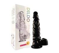 Gode à ventouse en cristal, gode souple et réaliste, sextoy anal féminin étanche, adapté aux hommes et aux lesbiennes, permettant de stimuler le vagin, l'anus et le point G (noir, L)