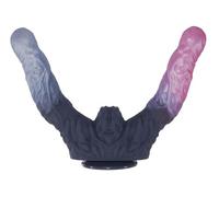 Gode anal double de 25 cm, gode double réaliste, godes doubles en silicone souple bicolores avec ventouse pour une utilisation mains libres, sextoy pour hommes et femmes