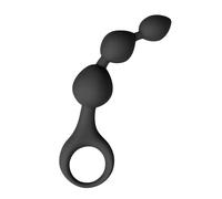 Gode anal en silicone noire à perles - 15,5 cm