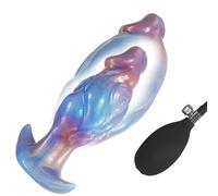 Gode anal gonflable, plug anal en silicone avec base en forme de T, plug anal gonflable, jouet anal pour hommes, femmes et couples