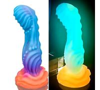 Gode anal lumineux Alien Long, godes monstres fantastiques réalistes Gode anal en silicone avec ventouse Stimulation du point G Pénis gros plug anal Soft Anal Trainer, sextoy pour femmes et hommes
