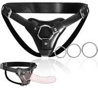 Gode Ceinture Réglable En Cuir Adapté Aux Hommes Et Aux Femmes, Doté D'un Harnais à Sangle Avec 3 Anneaux Interchangeables. Harnais De Style Culotte Gay-friendly Compatible Avec Les Jouets Sexuels God