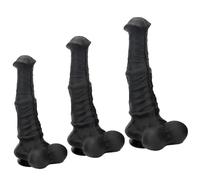 Gode cheval noir, gode cheval en silicone, gode grand anus, ventouse forte, S/M/L, plug anal, anneau, pénis animal augmenté, jouets sexuels pour hommes et femmes(L)