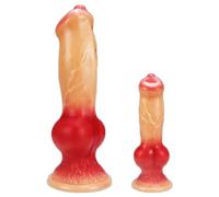Gode Chien Loup Réaliste, Gode Pénis avec Ventouse, Stimulation, Point G, Plug Anal, Plug Pénis, Plug Anal, Gode Animal, Massage de la Prostate, Sex Toy pour Homme et Femme(S.18.8x5.8cm)