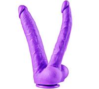 Gode géant réaliste à double tête - Gode en silicone de 26 cm, grande ventouse, stimulation anale grossière du point G, grand plug vaginal et anal XXL, adapté aux femmes et aux jouets lesbiens