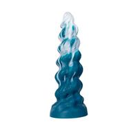 Gode, Gode Femme Sex, Gode XXL énorme, Gode Anal, Gode Silicone: Gode Conqueror bleu-blanc Iridescent Gode,conception en spirale, arbre conique,Base forte ventouse,Silicone liquide,5 tailles (D216-XL)