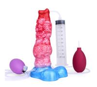 Gode Gonflable et Éjaculant, Plug Anal Large avec Nœud Épais et Ventouse Puissante, Sextoy Unisexe (20,7cmGode + Seringue + Balle d’injection + Ballon Gonflable)