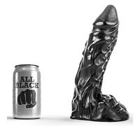 Gode noir strié et réaliste de 23 cm - Profondeur: 85 mm, Couleur: Noir, Rayon: Couple, Largeur: 110 mm, Longueur: 220 mm