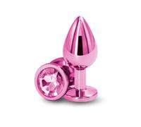 Gode Plug anal Bijou aluminium chromé rose taille M - NS NOVELTIES