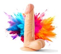 Gode réaliste 21 cm - Gode ventouse - PVC - Veines 3D et testicules - Réplique de pénis sans vibromasseur - Jouet sexuel anal et vaginal pour hommes et femmes - Gode réaliste - Flexible et étanche XXL