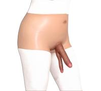 Gode réaliste à double sangle en silicone S-M - Double gode-ceinture pour usage anal et vaginal, flexible et doux pour la peau, sextoy pour couples