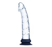 Gode réaliste de 21 cm, plug anal en verre transparent avec ventouse amovible en silicone,texture veineuse réaliste pour la stimulation de la prostate et du point G,gode en verre pour homme et femme