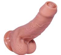 Gode réaliste en silicone de 20 cm,gode prépuce non coupé avec testicules et veines,avec ventouse,jeu mains libres, gode mignon pour débutants,stimulateur du point G de la prostate,gode anal vaginal