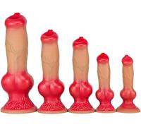 Gode réaliste en silicone liquide pour pénis de chien - Tailles S/M/L/XL/XXL - Plug anal, plug anal, gode animal - Jouet sexuel de massage du point G et de la prostate pour hommes et femmes(S)