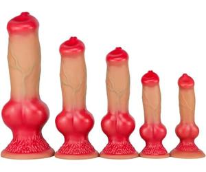 Gode réaliste en silicone liquide pour pénis de chien - Tailles S/M/L/XL/XXL - Plug anal, plug anal, gode animal - Jouet sexuel de massage du point G et de la prostate pour hommes et femmes(S)
