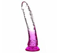 Gode réaliste en silicone transparent de 21,8 cm avec forte ventouse pour femme - Jeu mains libres - Flexible - Dong de pénis souple - Jouet pour adulte - Stimulation vaginale et anale