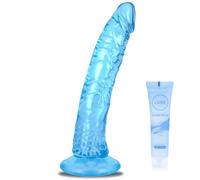 Gode Réaliste Godemichet Bleu Pénis Silicone Gelée,Godemiché Plug Anal avec Ventouse Forte,Masturbateur de point G Portable Sex toys jouet sexuel pour Femmes Hommes (bleu/L)