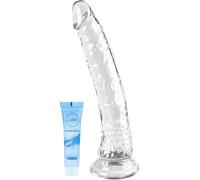 Gode Réaliste Godemichet Bleu Pénis Silicone Gelée,Godemiché Plug Anal avec Ventouse Forte,Masturbateur de point G Portable Sex toys jouet sexuel pour Femmes Hommes (Transparent/L)