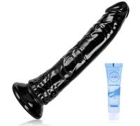 Gode Réaliste Godemichet Bleu Pénis Silicone Gelée,Godemiché Plug Anal avec Ventouse Forte,Masturbateur de point G Portable Sex toys jouet sexuel pour Femmes Hommes (Noir/M)
