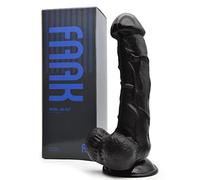 Gode réaliste légèrement courbé, réplique d'un énorme pénis, FAAK BBC dildo 7.3'' Jouet sexuel insérable avec testicule, Gode pour point G, gode pour sexe anal, gode fantaisie grosse bite noire