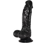 Gode réaliste noir, 7,24 pouces petits godemichés sextoys pour débutants stimulateur anal avec ventouses puissantes gode anal pénis adulte sex toy pour femme homme couple