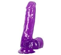 Gode Réaliste, Pénis dildo Godemichet avec gland, veines, testicules et ventouse, pour Stimulation G-spot, Godemiché Masturbation pour Femmes Hommes Couple Homosexuel (18CM, Violet-1)